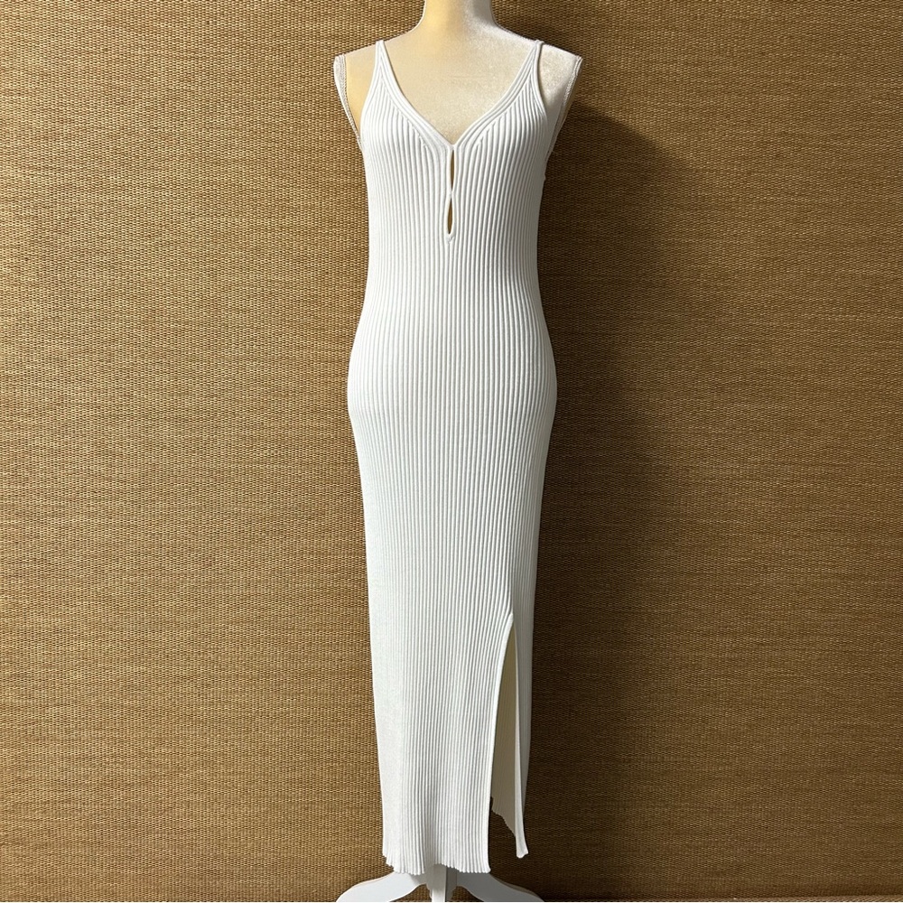 Abercrombie & Fitch Maxi Sweater Dress Womens LT Cream Ribbed